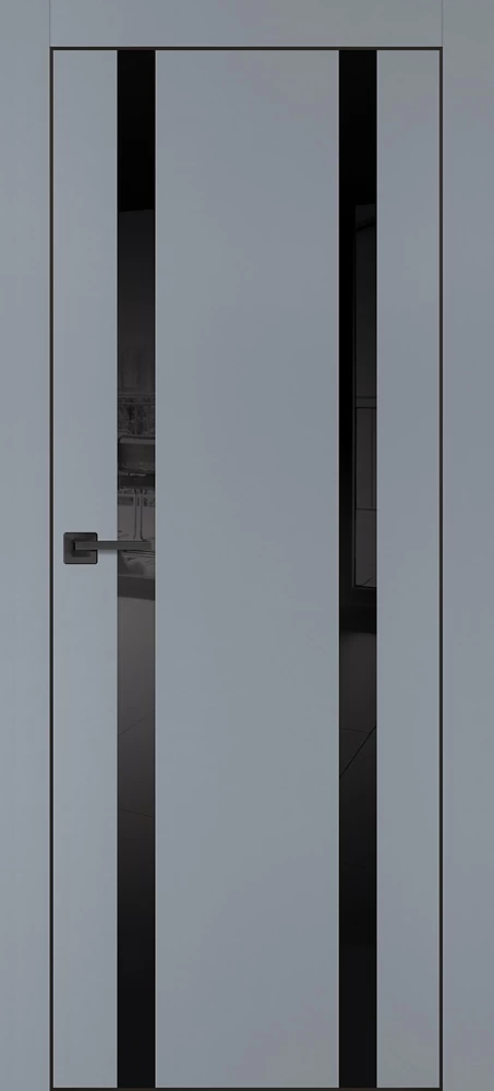 Фото Межкомнатная дверь PX-9  черная кромка с 4-х ст. Серый матовый