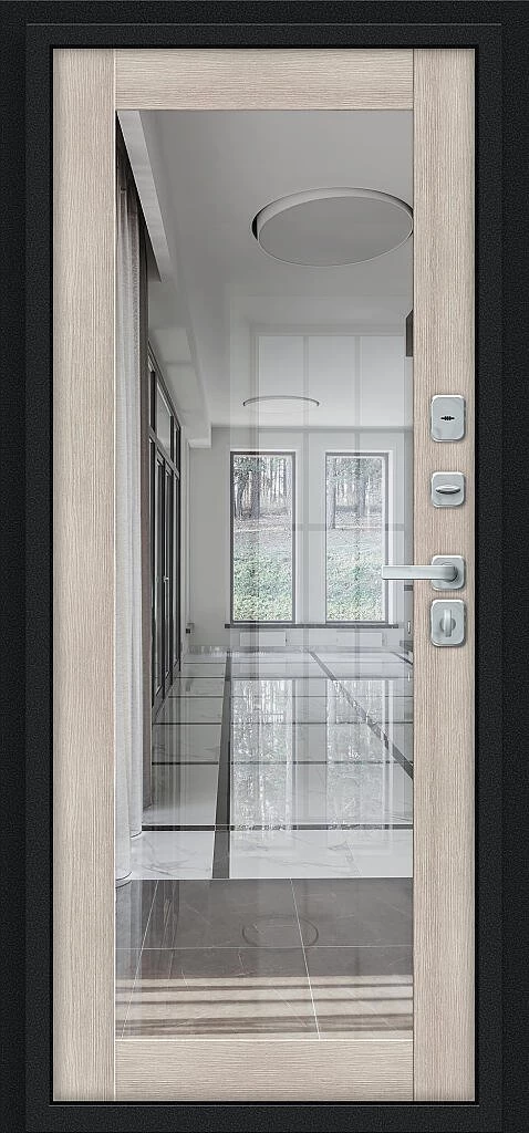 Фото Входная дверь Thermo Флэш МФ/BChrome Букле черное/Cappuccino Melinga BR6215 внутренняя сторона