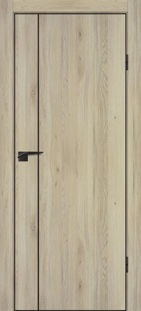 Фото Межкомнатная дверь P-21  черный молдинг PET,  кромка ABS черная c 4-х ст. Дуб молочный