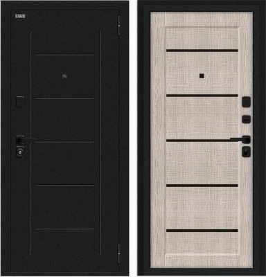Дверь Браво Борн/SBlack Букле черное/Cappuccino Melinga
