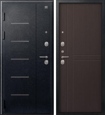 Дверь V-06 Черный муар - Лиственница темная